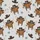 Western Style Lovers' Light Heather Gray Cartoon Highland Cow Head Cowboy Hat Turquoise Leopard Print Pattern Satin Pajamas Set - 1