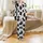 Modern Minimalist Unisex Black White Stylized Cowhide Abstract Organic Print Satin Pajamas Set - 2