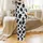 Modern Minimalist Unisex Black White Stylized Cowhide Abstract Organic Print Satin Pajamas Set - 3
