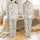 Western Charm: Pink Teal Cowboy Boots Cacti Wildflowers Satin Pajamas Set - 1
