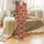 Animal Lovers' Whimsical Illustrative Reddish-Brown Creamy Beige Bull Cow Spot Pattern Satin Pajamas Set - 2