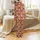 Animal Lovers' Whimsical Illustrative Reddish-Brown Creamy Beige Bull Cow Spot Pattern Satin Pajamas Set - 3