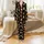 Women's Adorable Fluffy Baby Highland Cow Leopard Print Bow Repeating Pattern Black Brown Tan Satin Pajamas Set - 2