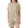 Women's Creamy Beige & Warm Brown Hand-Drawn Gingerbread Men, Minimalist Christmas Trees, Stars Pattern Satin Pajamas Set Satin Short-Sleeve Pajamas Set - 2