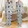Playful Black Blotches Splatters White Abstract Organic Shapes Design Satin Pajamas Set - 1