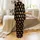 Cute Highland Cow Pattern: Baby Calves & Leopard Bows on Black - Graphic Art Design Satin Pajamas Set - 3
