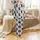 Cat Lovers' Whimsical Black Cartoon Cats Climbing Scratching Seamless Pattern on Heather Grey Satin Pajamas Set - 2
