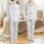 Cat Lovers' Kawaii Pastel Cartoon Cats Seamless All-Over Pattern with Hearts, Paw Prints & Fish Bones Satin Pajamas Set - 1
