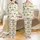 Whimsical Farm Lovers' Creamy Watercolor Farm Scene with Olive Tractors, Golden Hay Bales, & Pastel Farm Animals Pattern Satin Pajamas Set - 1