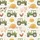 Whimsical Farm Lovers' Creamy Watercolor Farm Scene with Olive Tractors, Golden Hay Bales, & Pastel Farm Animals Pattern Satin Pajamas Set - 4
