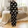 Cat Lovers' Playful Cartoon Cats Tan-Orange White Light Pink Hearts Deep Black All-Over Pattern Satin Pajamas Set - 3