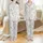 Cat Lovers' Adorable Pastel Pink Blue Gray Cartoon Cats Seamless All-Over Pattern Satin Pajamas Set - 1