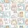 Cat Lovers' Adorable Pastel Pink Blue Gray Cartoon Cats Seamless All-Over Pattern Satin Pajamas Set - 4