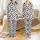Abstract Pattern Lovers' Graphic Black Cow Spots on White with Pastel Pink Abstract Flowing Shapes Satin Pajamas Set - 1