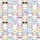 Kawaii Lovers' Adorable Pastel Kitten Puppy Bunny Bear Head Seamless Interlocking Pattern with Heart Glasses & Bow Ties Satin Pajamas Set - 4