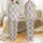 Cat Lovers' Seamless Cartoon Grey Kittens Peeking Golden Boxes Lavender Butterfly Dot Pattern Satin Pajamas Set - 1
