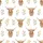 Nature Lovers' Hand-Drawn Watercolor Soft Brown Fluffy Highland Cow Pink Yellow Wildflower Pattern Satin Pajamas Set - 4