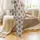 Highland Cow Lovers' Seamless Heather Grey Fluffy Brown Cow Head Leopard Print Bow Pattern Satin Pajamas Set - 2