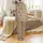 Highland Cow Lovers' Cute Fluffy Highland Cow Faces Warm Taupe Seamless Pattern with Playful Leopard Bows Satin Pajamas Set - 3