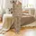 Highland Cow Lovers' Cute Fluffy Highland Cow Faces Warm Taupe Seamless Pattern with Playful Leopard Bows Satin Pajamas Set - 2