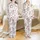 Cute Animal Lovers' Adorable Hand-Drawn Cartoon Cow Pattern with Pink Cheeks, Sunny Yellow Horns, Blue Butterflies, & Vibrant Flowers on White Satin Pajamas Set - 1
