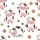 Cute Animal Lovers' Adorable Hand-Drawn Cartoon Cow Pattern with Pink Cheeks, Sunny Yellow Horns, Blue Butterflies, & Vibrant Flowers on White Satin Pajamas Set - 4