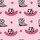 Women's Light Pink Cartoon Western Hot Pink Cowboy Hat Boot Black White Cow Print Star Pattern Satin Pajamas Set - 4