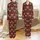 Festive Animal Lovers' Illustrative Highland Cow Santa Hat Red Tartan Pine Pattern Satin Pajamas Set - 1