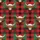 Festive Animal Lovers' Illustrative Highland Cow Santa Hat Red Tartan Pine Pattern Satin Pajamas Set - 4