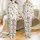 Cat Lovers' Whimsical Off-White All-Over Cat Pattern with Tan, Brown, Grey, Calico Illustrations Satin Pajamas Set - 1