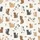 Cat Lovers' Whimsical Off-White All-Over Cat Pattern with Tan, Brown, Grey, Calico Illustrations Satin Pajamas Set - 4