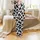 Modern Style Aficionados' Bold Jet Black & White Organic Cowhide Spot Pattern Satin Pajamas Set - 2