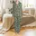 Highland Cow Lovers' Whimsical Grumpy Fluffy Brown Cow All-Over Illustrative Sage Green Satin Pajamas Set - 2