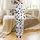 Cow Lovers' Playful Cartoon Cow Black Spot Milk Splashes Pattern White Pink Satin Pajamas Set - 3