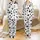 Cow Lovers' Playful Cartoon Cow Black Spot Milk Splashes Pattern White Pink Satin Pajamas Set - 1