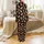 Highland Cow Lovers' Whimsical Christmas Fluffy Cow Pattern with Red Santa Hats, Plaid Scarves & Colorful Lights Satin Pajamas Set - 3