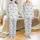 Animal Lovers' Painterly Calves Sky Blue Periwinkle Flowers Watercolor Repeating Pattern Satin Pajamas Set - 1