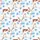 Animal Lovers' Painterly Calves Sky Blue Periwinkle Flowers Watercolor Repeating Pattern Satin Pajamas Set - 4