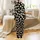 Cat Lovers' Whimsical Hand-Drawn All-Over Cartoon Cats Off-White Orange Beige Black Pattern with Fish Bones & Yarn Balls Satin Pajamas Set - 3