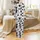 Cat Lovers' Whimsical Black White Grey Pink Cartoon Cat Faces Pattern Satin Pajamas Set - 3