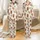 Boho Style Fans' Watercolor Shaggy Highland Cow Wildflower Mandala Seamless Pattern in Terracotta, Sage, Teal Satin Pajamas Set - 1