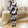 Cat Lovers' High-Contrast Black & White Intertwined Feline Yin-Yang Pattern with Amber Eyes Satin Pajamas Set - 3