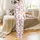 Women's Whimsical Pink Cowboy Boots Hats Rose Bouquet Ribbon Scatter Print Satin Pajamas Set - 3