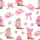 Women's Whimsical Pink Cowboy Boots Hats Rose Bouquet Ribbon Scatter Print Satin Pajamas Set - 4