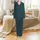 Modern Style Enthusiasts' Deep Dark Teal Maroon Geometric Single & Triple Vertical Line Pattern Satin Pajamas Set - 2