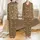 Western Enthusiasts' Vintage Engraved Cowboy & Covered Wagon State Names All-Over Print Earthy Brown Tan Satin Pajamas Set - 1