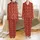 Western Style Enthusiasts' Vintage Illustrative Rust Red Horse Rider Repeating Pattern Satin Pajamas Set - 1