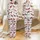 Horse Lovers' Graceful Wild Horses Fuchsia Pink Roses Botanical Equine White Pattern Satin Pajamas Set - 1