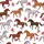 Horse Lovers' Graceful Wild Horses Fuchsia Pink Roses Botanical Equine White Pattern Satin Pajamas Set - 4