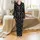 Women's Funny Coffee Slogan Lounge Wear, Short Sleeve Round Neck, Black White Coffee Bean & Cup Pattern Satin Pajamas Set - 2